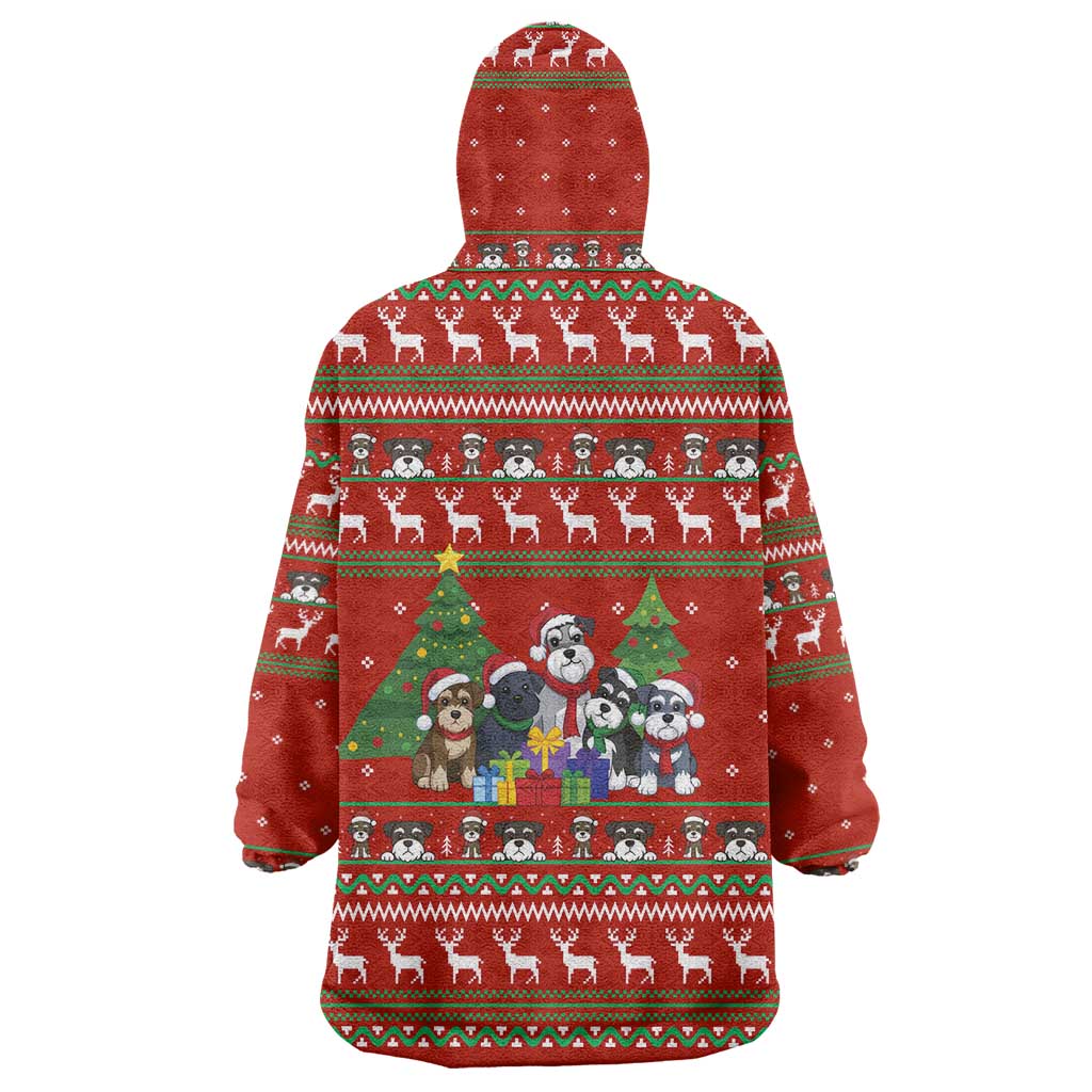 Miniature Schnauzer Family Snow Christmas Wearable Blanket Hoodie Xmas Holiday Patterns - Wonder Print Shop