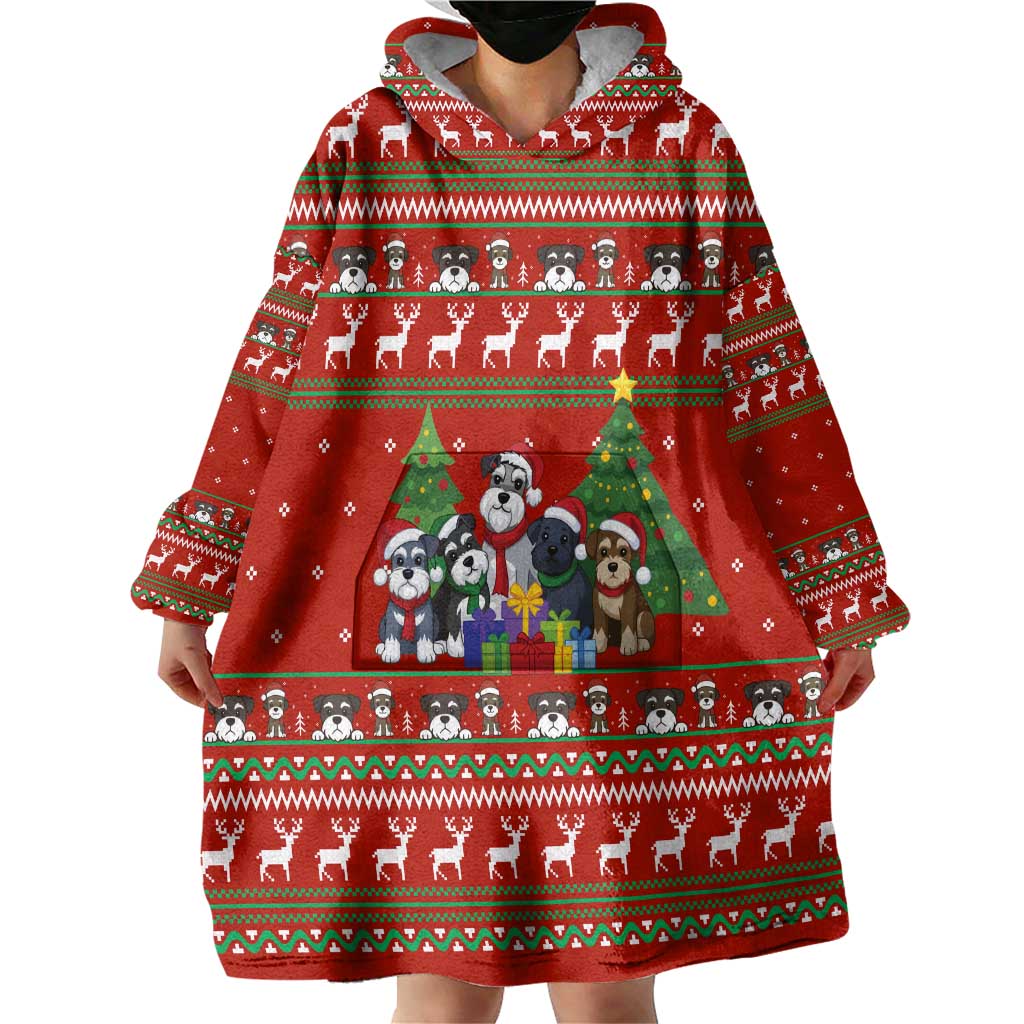 Miniature Schnauzer Family Snow Christmas Wearable Blanket Hoodie Xmas Holiday Patterns - Wonder Print Shop