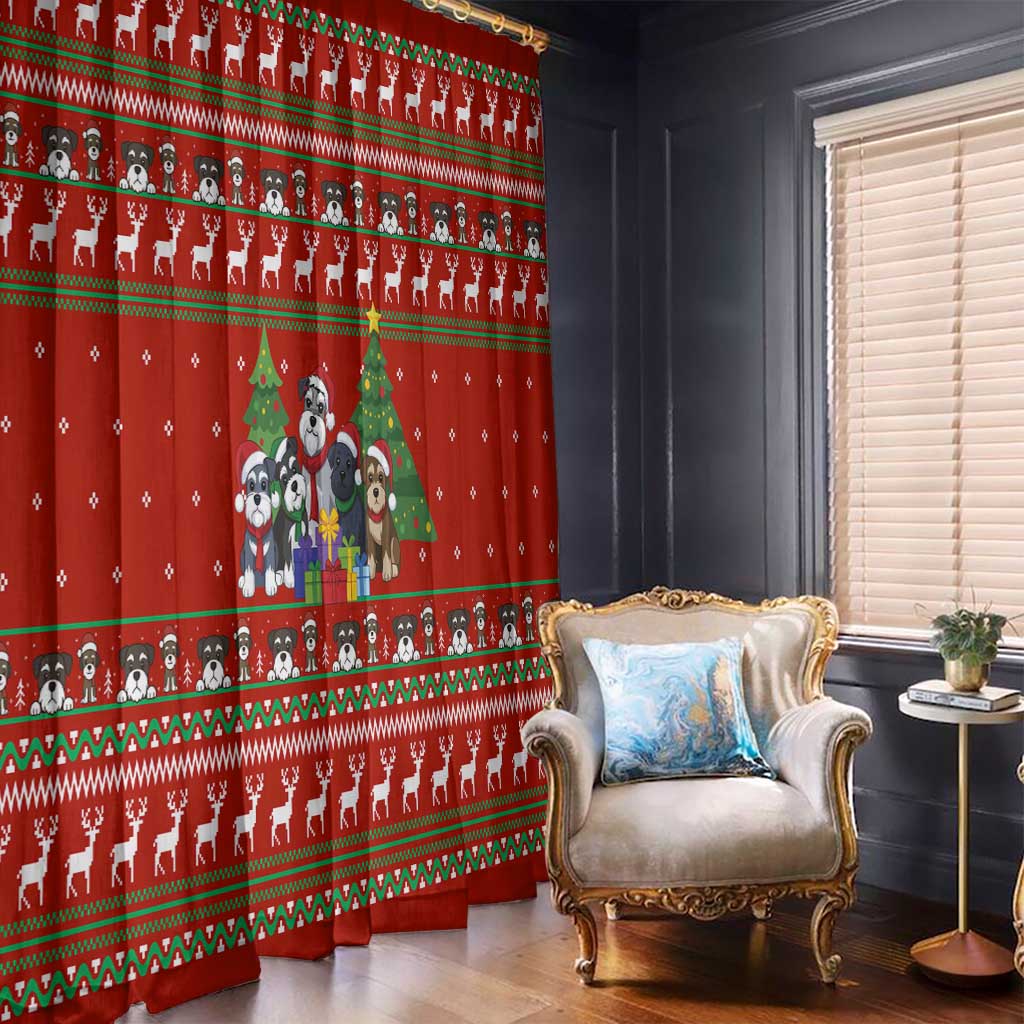 Miniature Schnauzer Family Snow Christmas Window Curtain Xmas Holiday Patterns - Wonder Print Shop