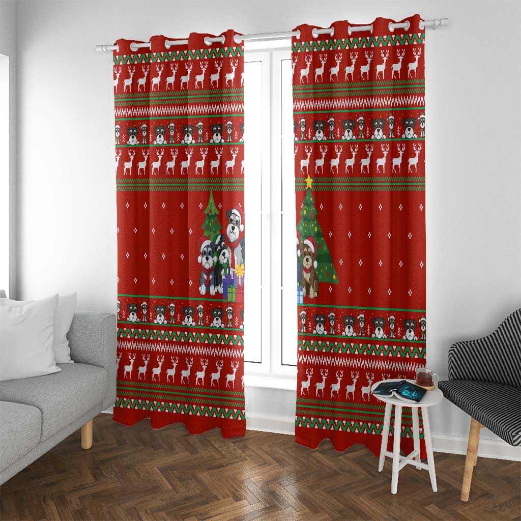 Miniature Schnauzer Family Snow Christmas Window Curtain Xmas Holiday Patterns - Wonder Print Shop