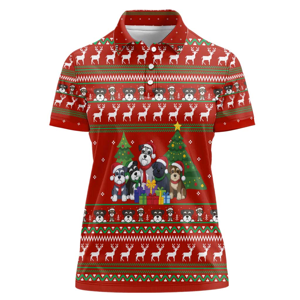 Miniature Schnauzer Family Snow Christmas Women Polo Shirt Xmas Holiday Patterns - Wonder Print Shop