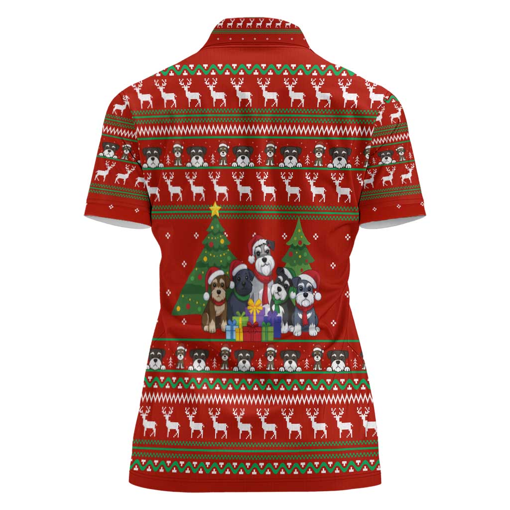 Miniature Schnauzer Family Snow Christmas Women Polo Shirt Xmas Holiday Patterns - Wonder Print Shop