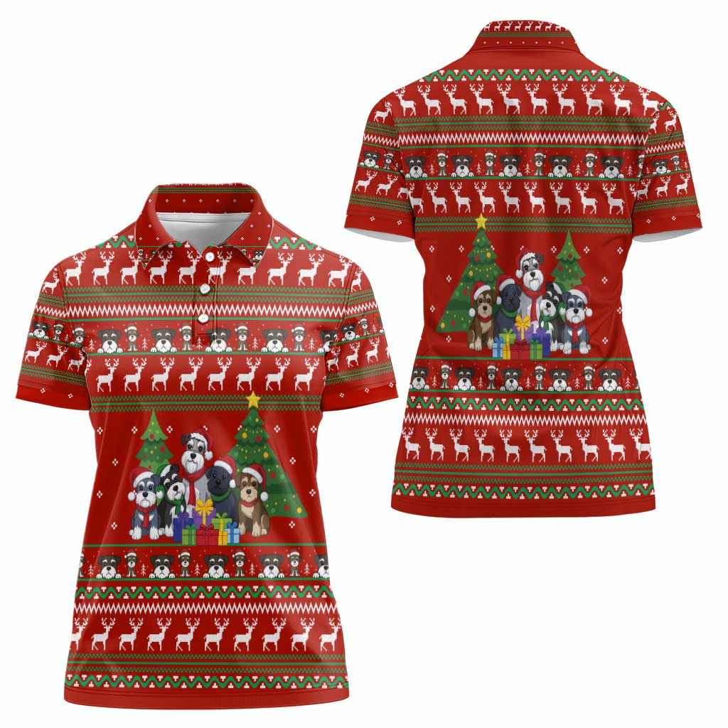 Miniature Schnauzer Family Snow Christmas Women Polo Shirt Xmas Holiday Patterns - Wonder Print Shop