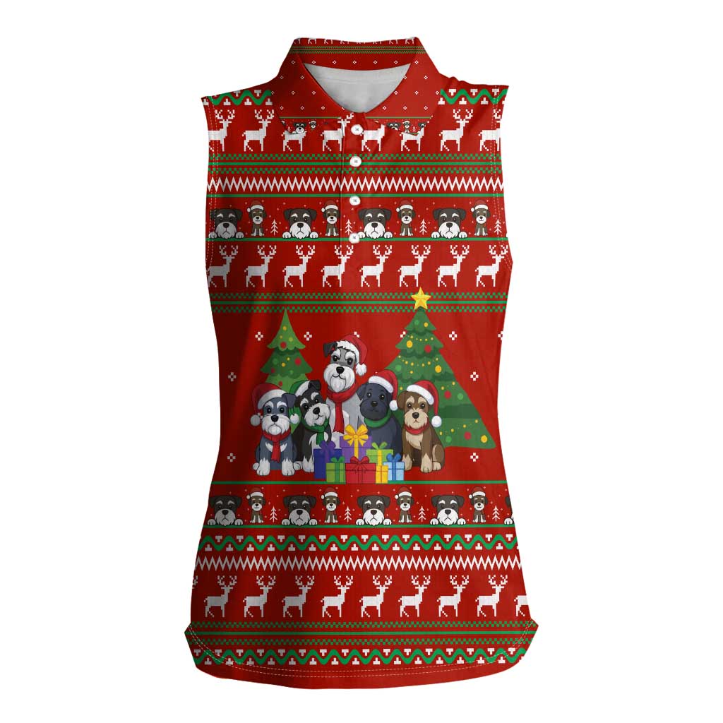 Miniature Schnauzer Family Snow Christmas Women Sleeveless Polo Shirt Xmas Holiday Patterns - Wonder Print Shop