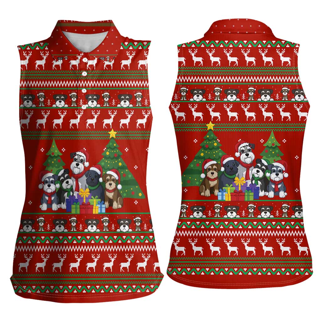 Miniature Schnauzer Family Snow Christmas Women Sleeveless Polo Shirt Xmas Holiday Patterns - Wonder Print Shop