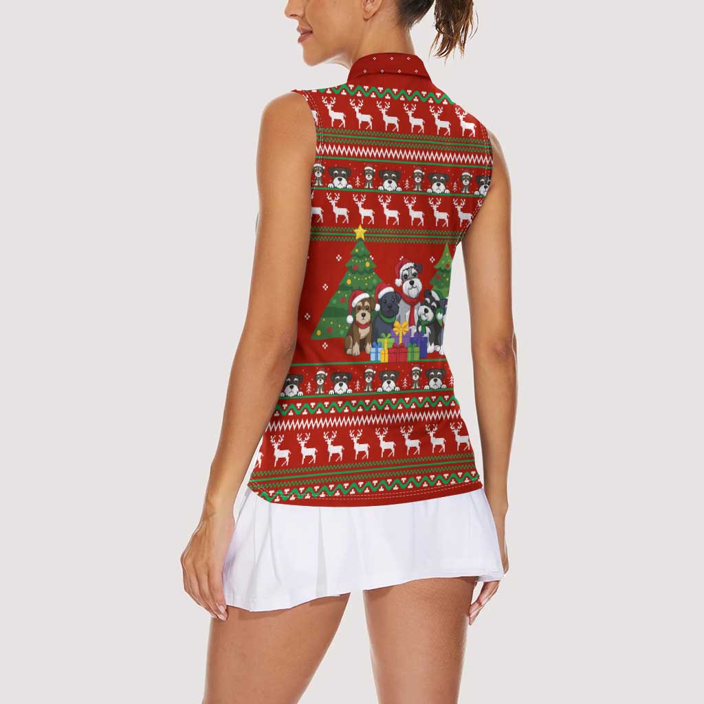 Miniature Schnauzer Family Snow Christmas Women Sleeveless Polo Shirt Xmas Holiday Patterns - Wonder Print Shop
