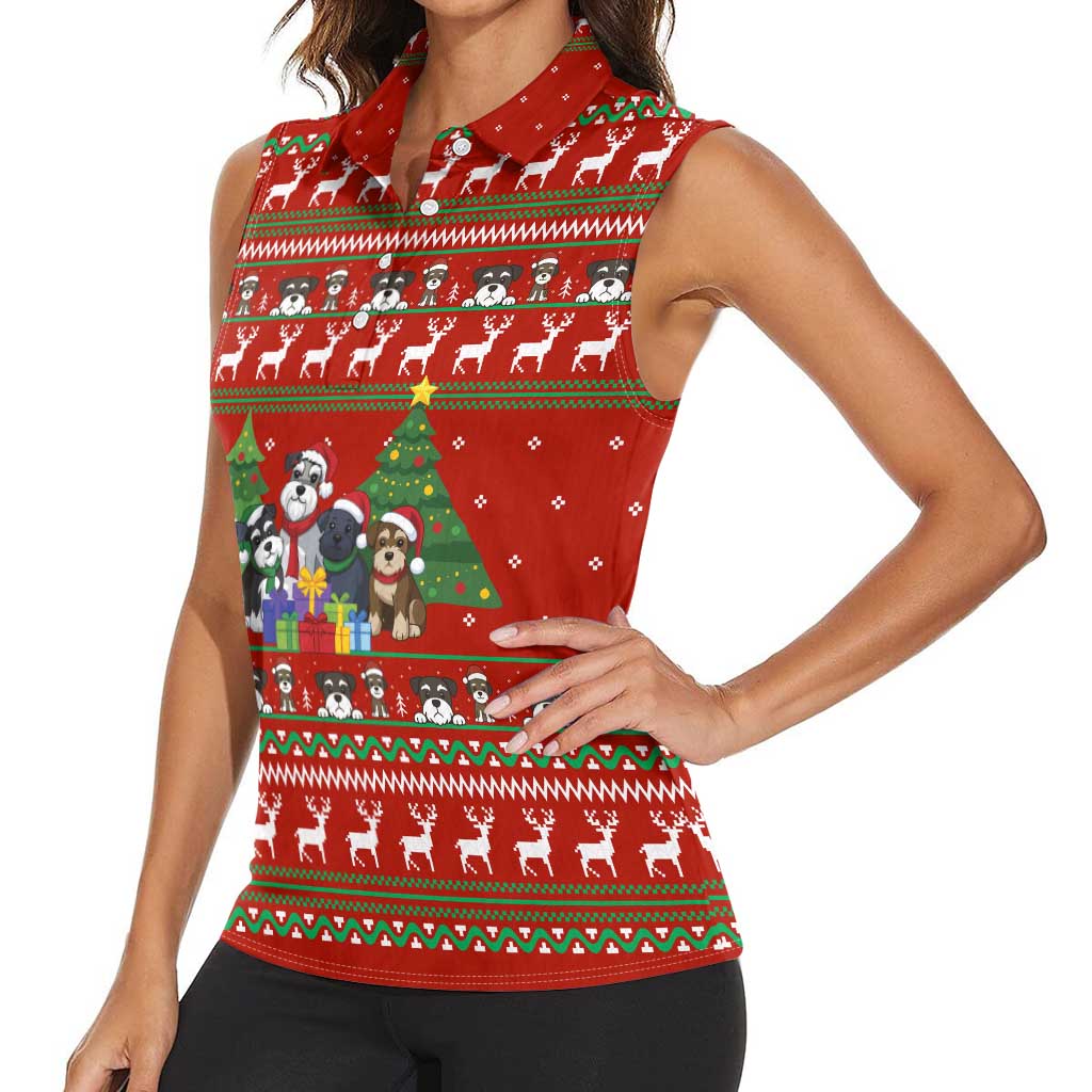 Miniature Schnauzer Family Snow Christmas Women Sleeveless Polo Shirt Xmas Holiday Patterns - Wonder Print Shop