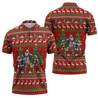 Miniature Schnauzer Family Snow Christmas Zipper Polo Shirt Xmas Holiday Patterns - Wonder Print Shop