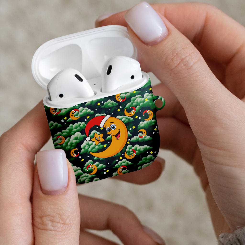 Christmas Moon and Star AirPods Case Xmas Holiday Patterns - Wonder Print Shop