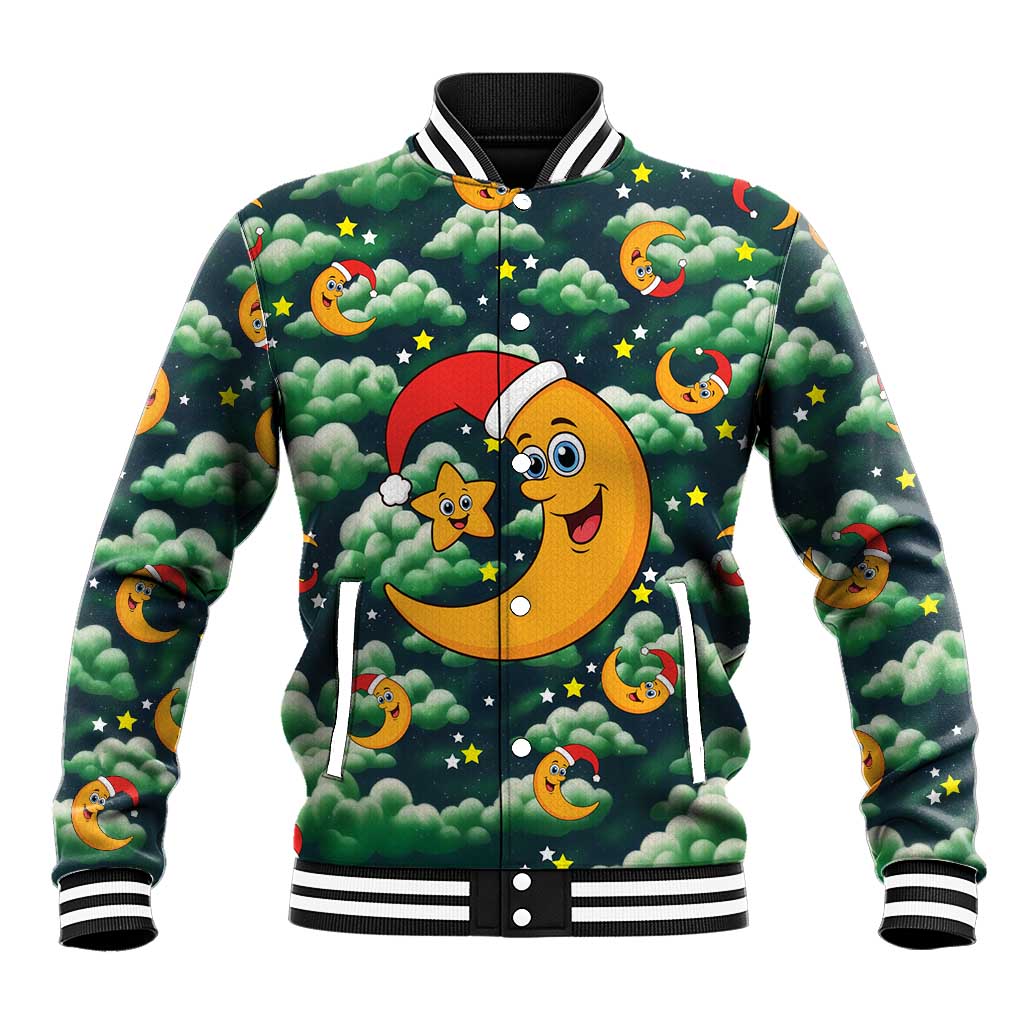 Christmas Moon and Star Baseball Jacket Xmas Holiday Patterns - Wonder Print Shop