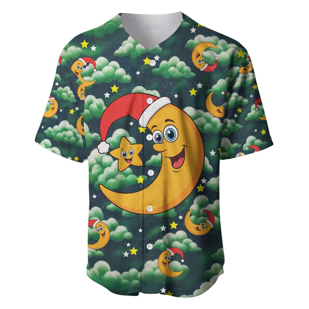 Christmas Moon and Star Baseball Jersey Xmas Holiday Patterns - Wonder Print Shop