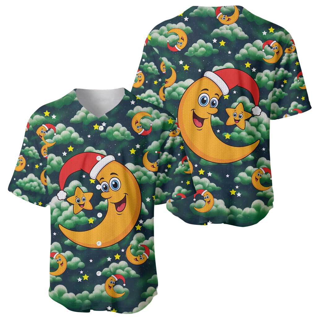 Christmas Moon and Star Baseball Jersey Xmas Holiday Patterns - Wonder Print Shop
