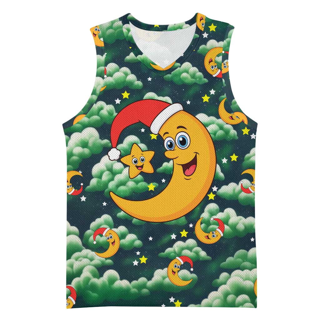 Christmas Moon and Star Basketball Jersey Xmas Holiday Patterns - Wonder Print Shop