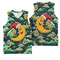Christmas Moon and Star Basketball Jersey Xmas Holiday Patterns - Wonder Print Shop