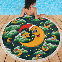 Christmas Moon and Star Beach Blanket Xmas Holiday Patterns - Wonder Print Shop