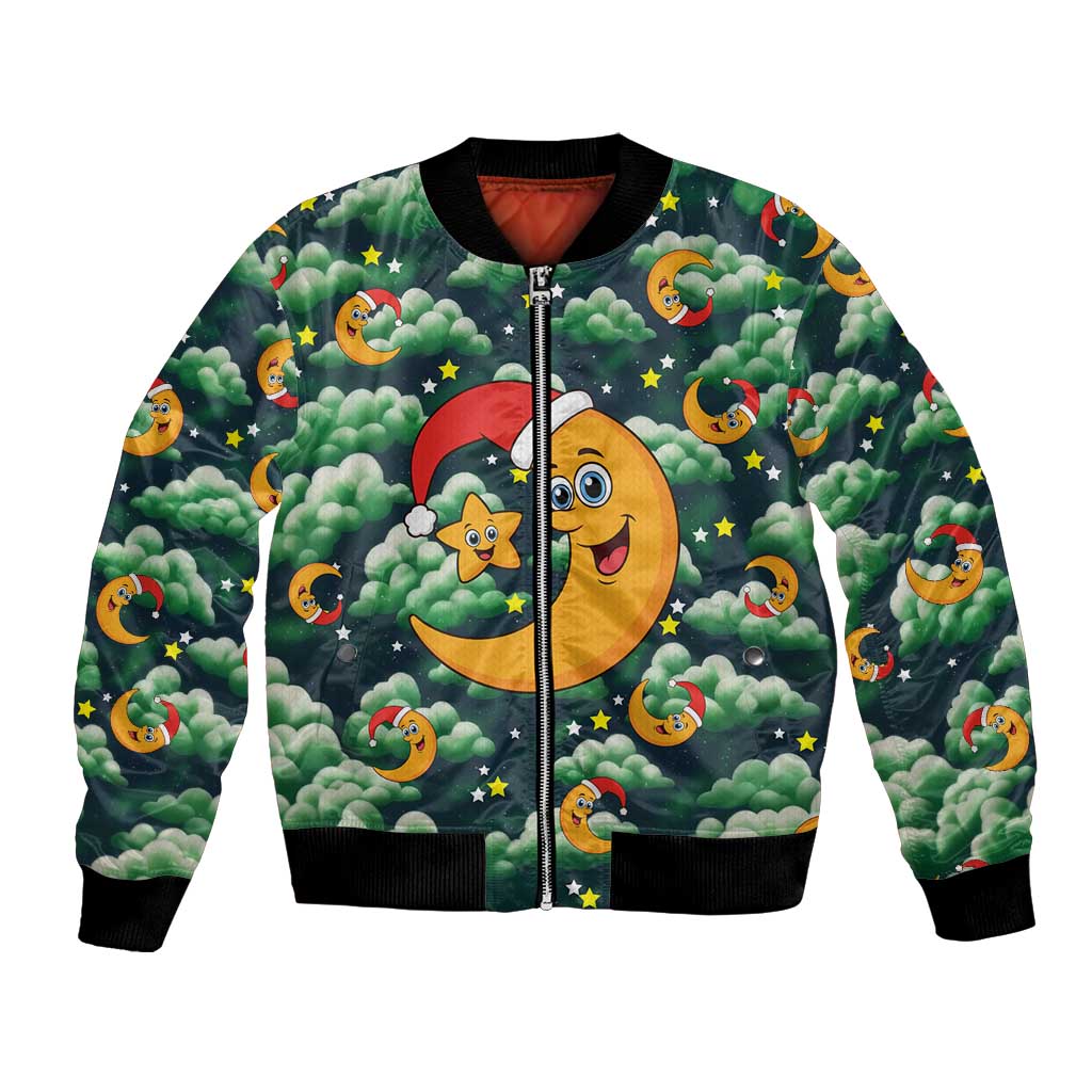 Christmas Moon and Star Bomber Jacket Xmas Holiday Patterns - Wonder Print Shop
