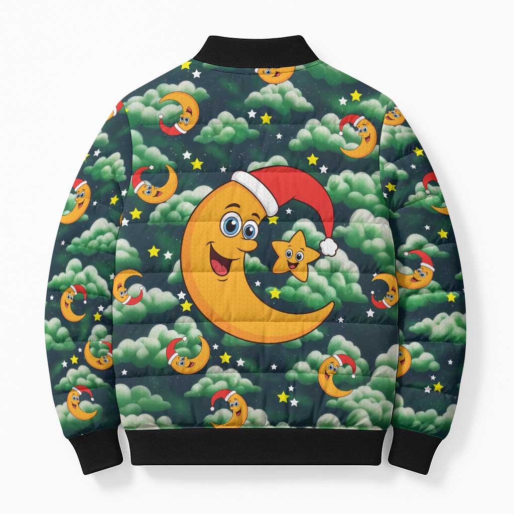 Christmas Moon and Star Bomber Puffer Jacket Xmas Holiday Patterns - Wonder Print Shop