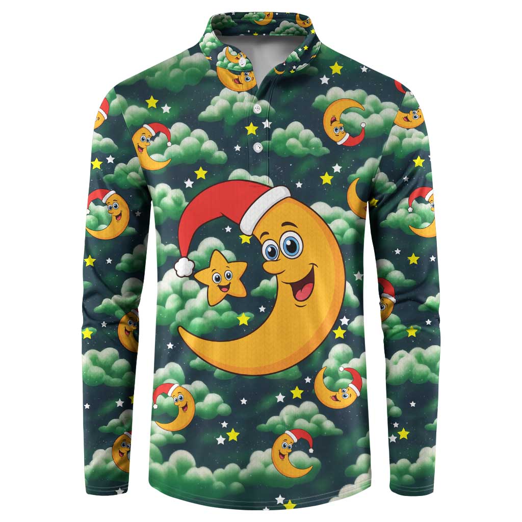 Christmas Moon and Star Button Sweatshirt Xmas Holiday Patterns - Wonder Print Shop