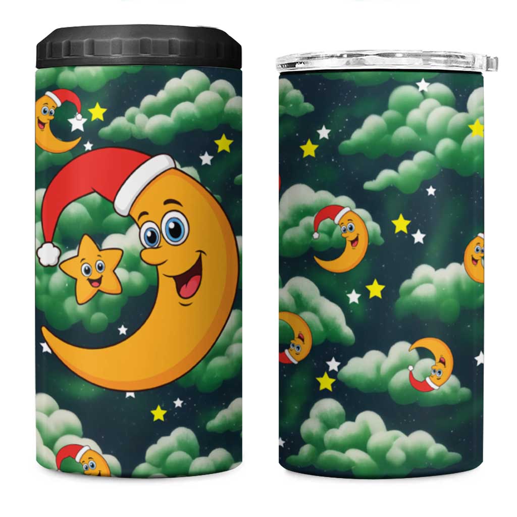 Christmas Moon and Star 4 in 1 Can Cooler Tumbler Xmas Holiday Patterns - Wonder Print Shop