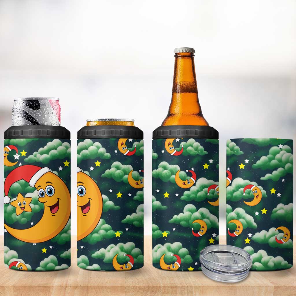 Christmas Moon and Star 4 in 1 Can Cooler Tumbler Xmas Holiday Patterns - Wonder Print Shop