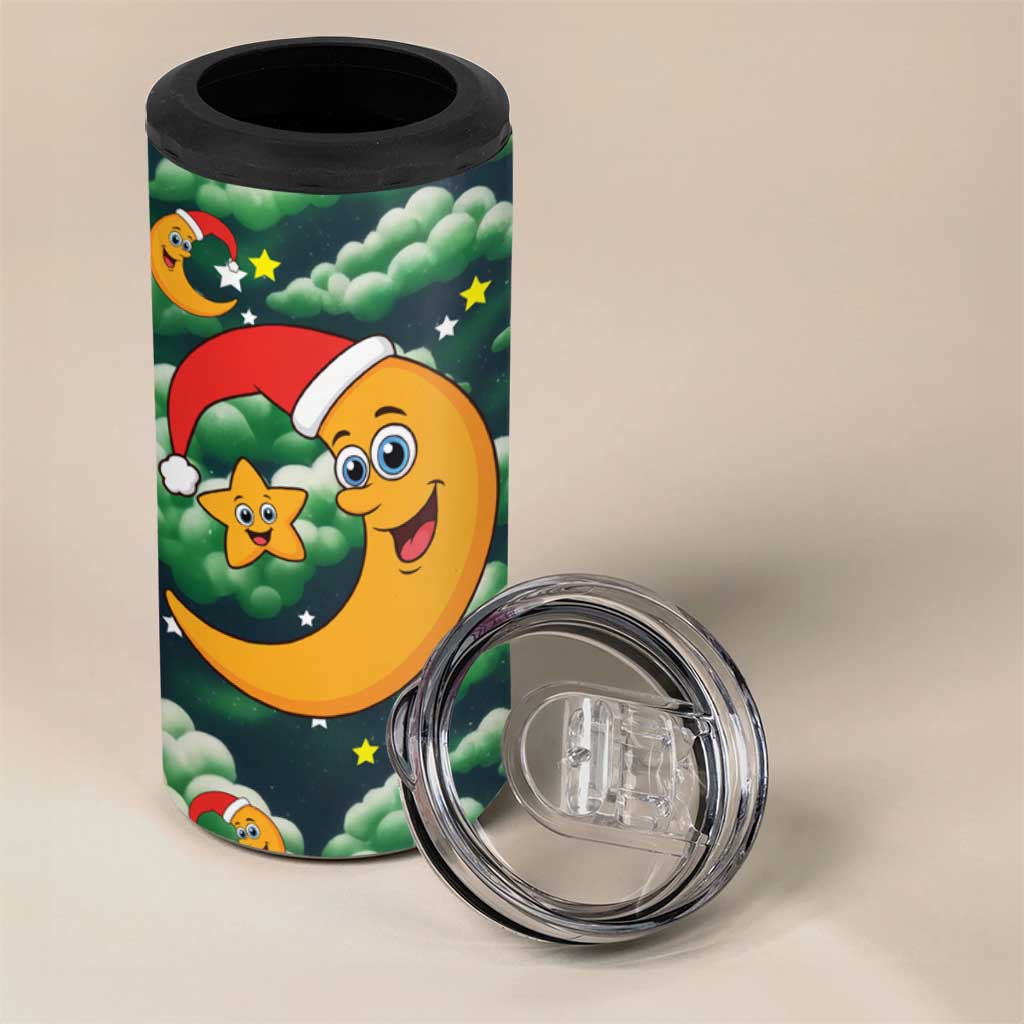 Christmas Moon and Star 4 in 1 Can Cooler Tumbler Xmas Holiday Patterns - Wonder Print Shop