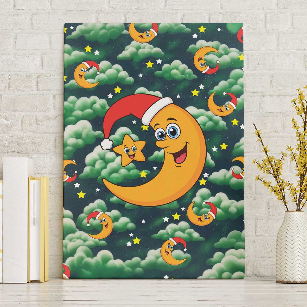 Christmas Moon and Star Canvas Wall Art Xmas Holiday Patterns - Wonder Print Shop