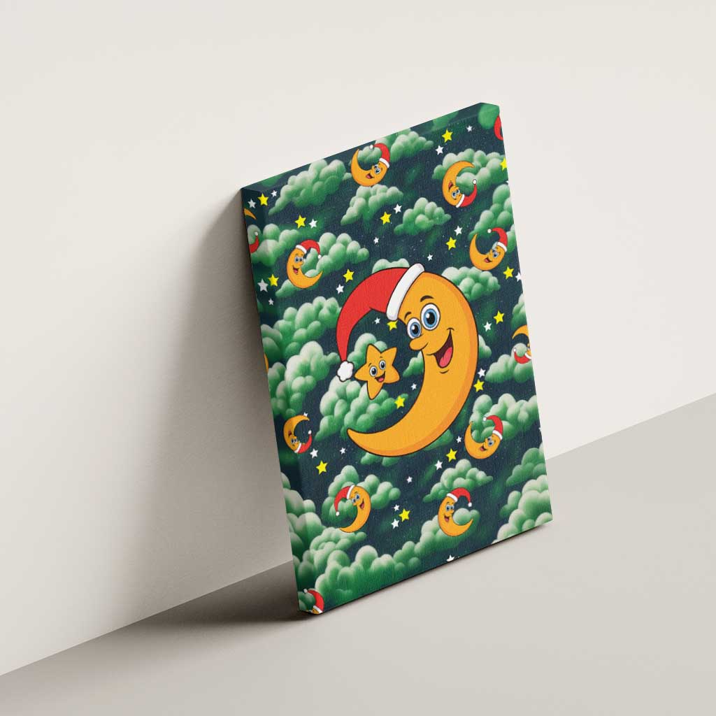 Christmas Moon and Star Canvas Wall Art Xmas Holiday Patterns - Wonder Print Shop