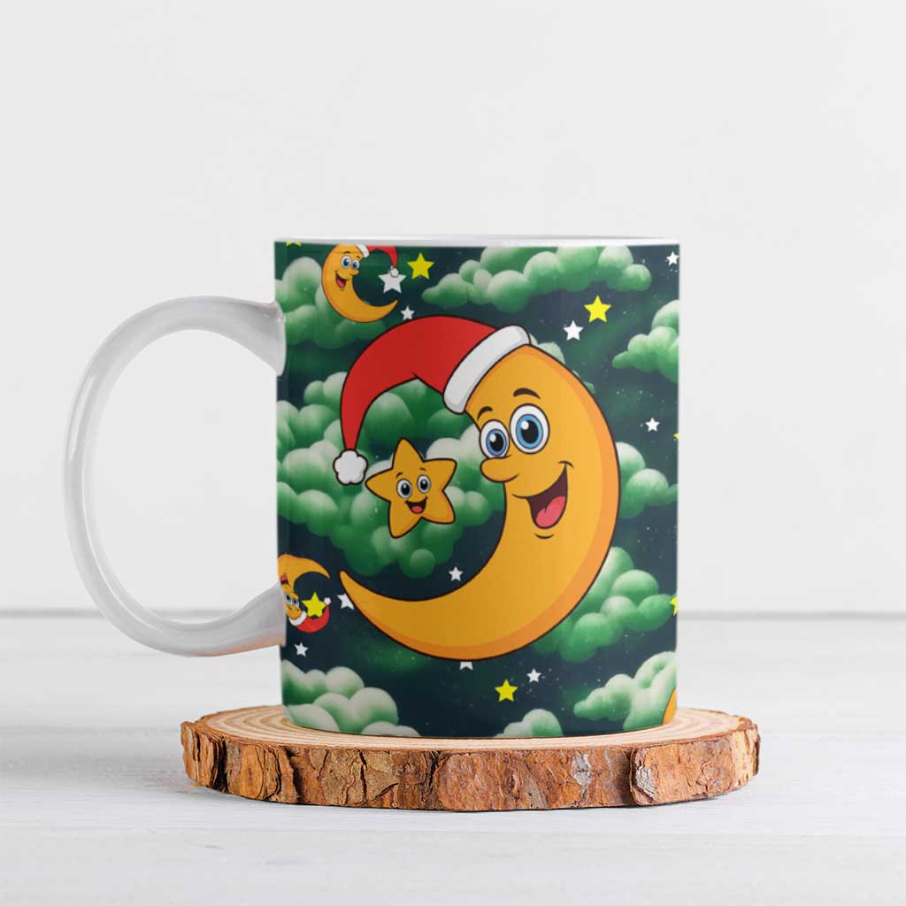 Christmas Moon and Star Ceramic Mug Xmas Holiday Patterns - Wonder Print Shop