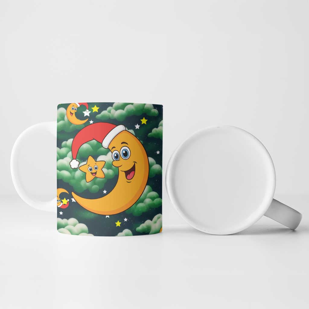 Christmas Moon and Star Ceramic Mug Xmas Holiday Patterns - Wonder Print Shop