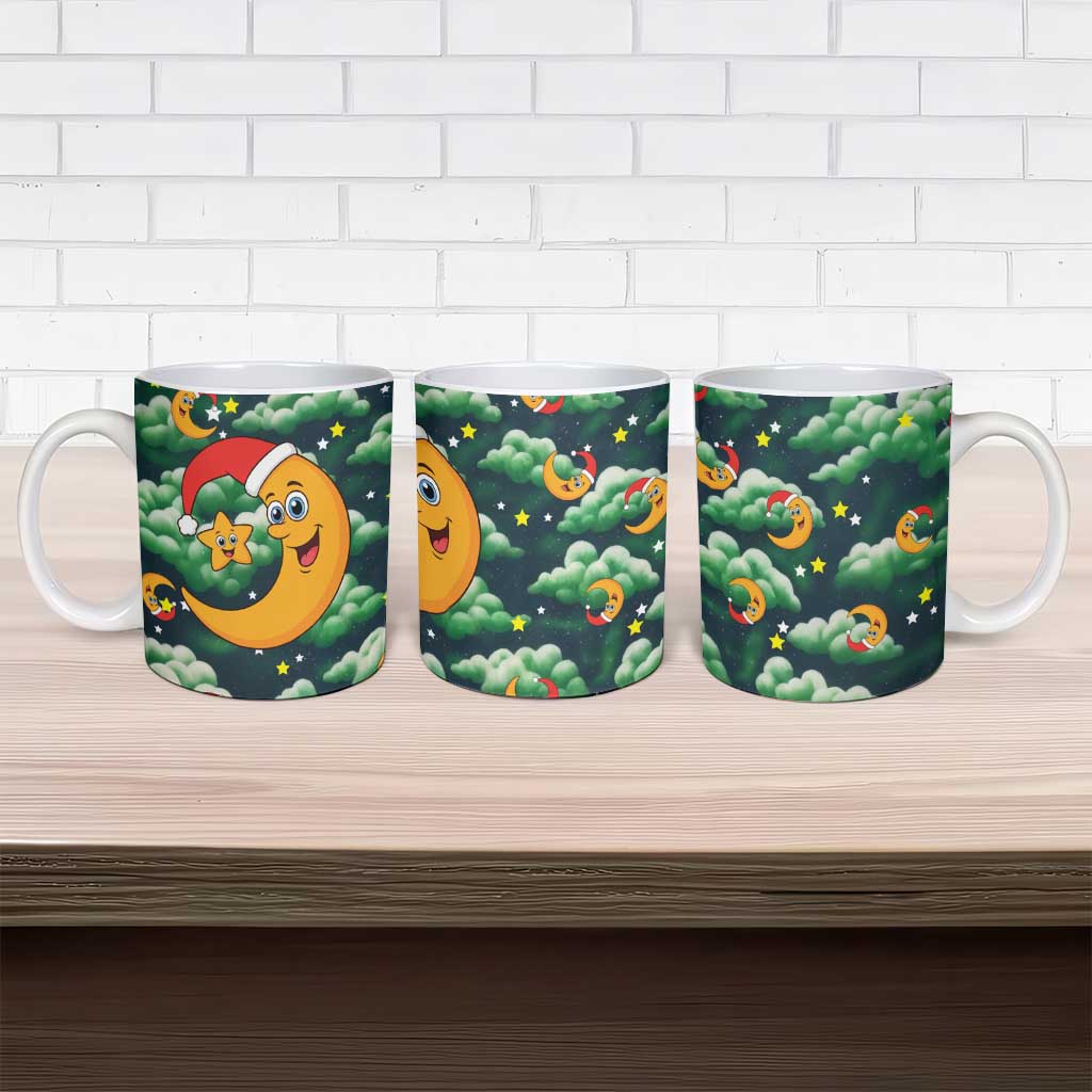 Christmas Moon and Star Ceramic Mug Xmas Holiday Patterns - Wonder Print Shop