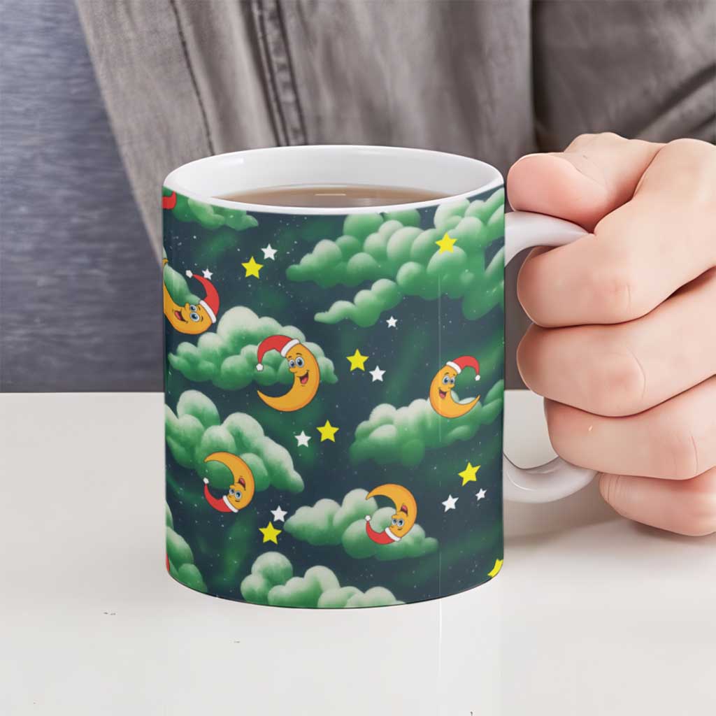 Christmas Moon and Star Ceramic Mug Xmas Holiday Patterns - Wonder Print Shop