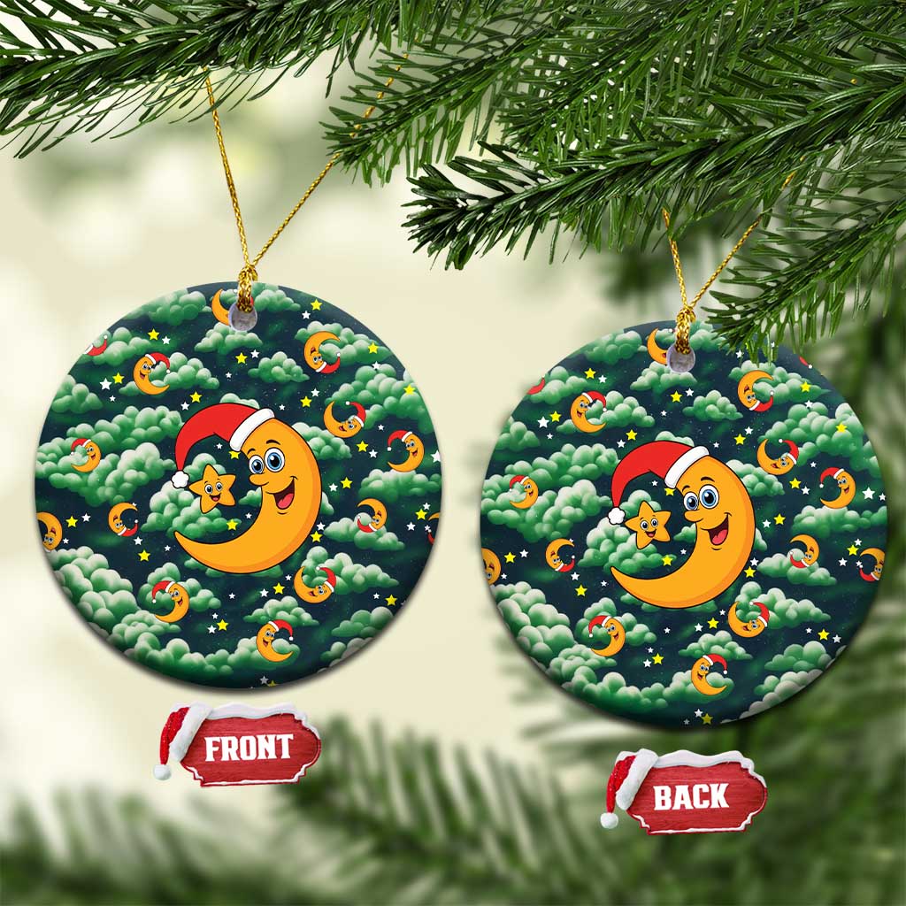 Christmas Moon and Star Ceramic Ornament Xmas Holiday Patterns - Wonder Print Shop