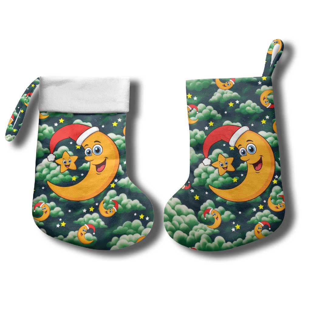 Christmas Moon and Star Christmas Stocking Xmas Holiday Patterns - Wonder Print Shop