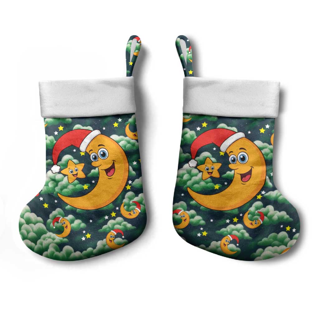 Christmas Moon and Star Christmas Stocking Xmas Holiday Patterns - Wonder Print Shop