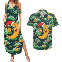 Christmas Moon and Star Couples Matching Summer Maxi Dress and Hawaiian Shirt Xmas Holiday Patterns - Wonder Print Shop