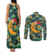 Christmas Moon and Star Couples Matching Tank Maxi Dress and Long Sleeve Button Shirt Xmas Holiday Patterns - Wonder Print Shop