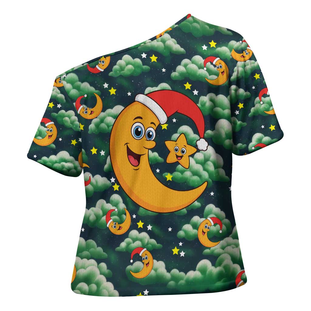 Christmas Moon and Star Cross Shoulder Shirt Xmas Holiday Patterns - Wonder Print Shop