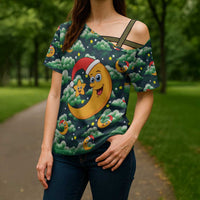Christmas Moon and Star Cross Shoulder Shirt Xmas Holiday Patterns - Wonder Print Shop