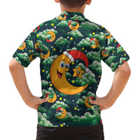 Christmas Moon and Star Family Matching Off The Shoulder Long Sleeve Dress and Hawaiian Shirt Xmas Holiday Patterns - Wonder Print Shop