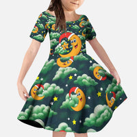Christmas Moon and Star Family Matching Off The Shoulder Long Sleeve Dress and Hawaiian Shirt Xmas Holiday Patterns - Wonder Print Shop