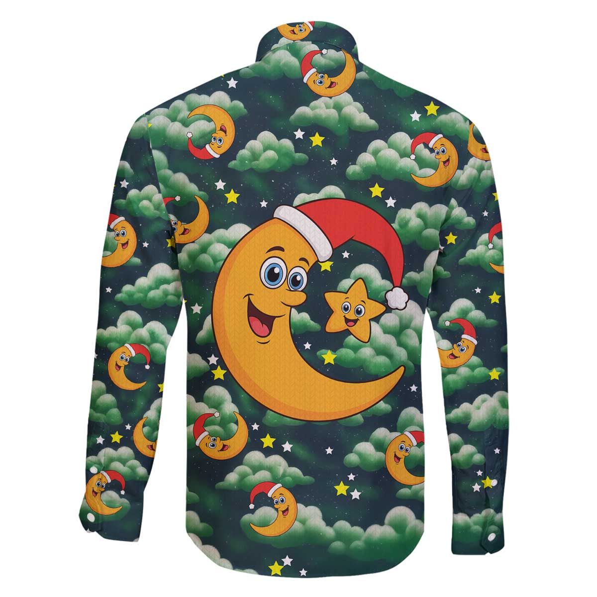 Christmas Moon and Star Family Matching Off The Shoulder Long Sleeve Dress and Hawaiian Shirt Xmas Holiday Patterns - Wonder Print Shop