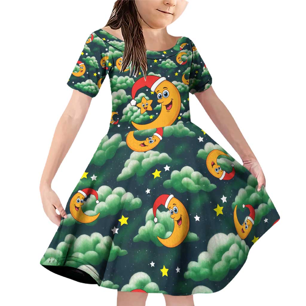 Christmas Moon and Star Family Matching Off Shoulder Short Dress and Hawaiian Shirt Xmas Holiday Patterns - Wonder Print Shop