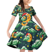 Christmas Moon and Star Family Matching Off Shoulder Short Dress and Hawaiian Shirt Xmas Holiday Patterns - Wonder Print Shop