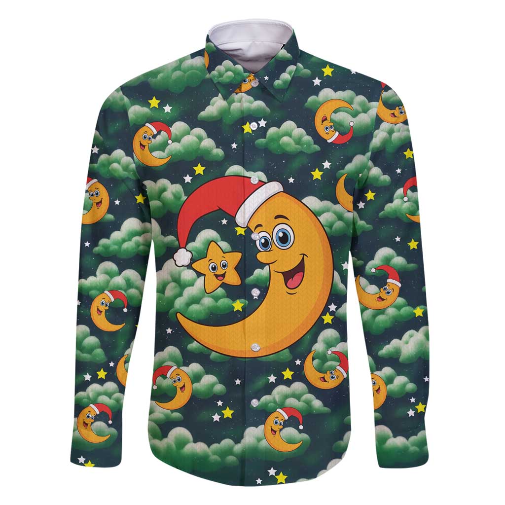 Christmas Moon and Star Family Matching Off Shoulder Short Dress and Hawaiian Shirt Xmas Holiday Patterns - Wonder Print Shop