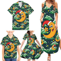 Christmas Moon and Star Family Matching Summer Maxi Dress and Hawaiian Shirt Xmas Holiday Patterns - Wonder Print Shop
