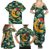 Christmas Moon and Star Family Matching Summer Maxi Dress and Hawaiian Shirt Xmas Holiday Patterns - Wonder Print Shop