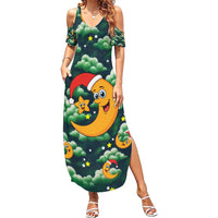 Christmas Moon and Star Family Matching Summer Maxi Dress and Hawaiian Shirt Xmas Holiday Patterns - Wonder Print Shop
