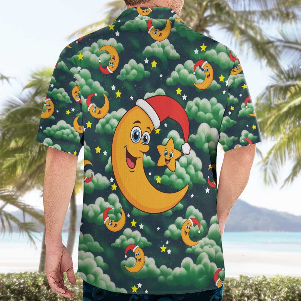 Christmas Moon and Star Hawaiian Shirt Xmas Holiday Patterns - Wonder Print Shop