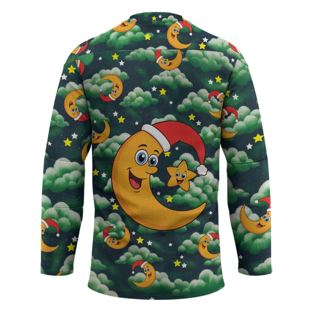 Christmas Moon and Star Hockey Jersey Xmas Holiday Patterns - Wonder Print Shop
