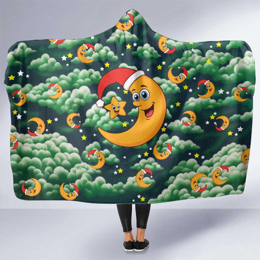 Christmas Moon and Star Hooded Blanket Xmas Holiday Patterns - Wonder Print Shop